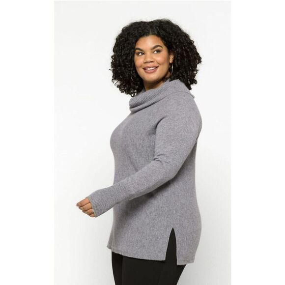 LUSSO CASHMERE Desiree Cashmere Turtleneck Size Small Grey - Picture 2 of 9
